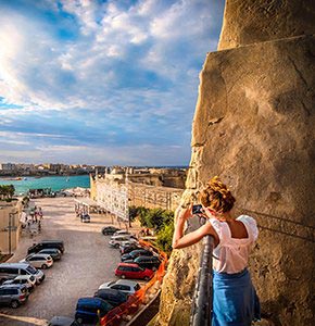 smartphone photographer girl - Otranto - Apulia - Italy - Salento Stock Photo
